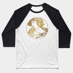 Art nouveau gold silhouette lady 6 Baseball T-Shirt